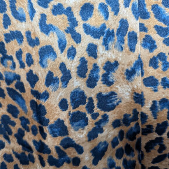 Lulu’s Global Icon Tan & Navy Blue Leopard Print Satin Midi Skirt Size Small - Picture 9 of 11